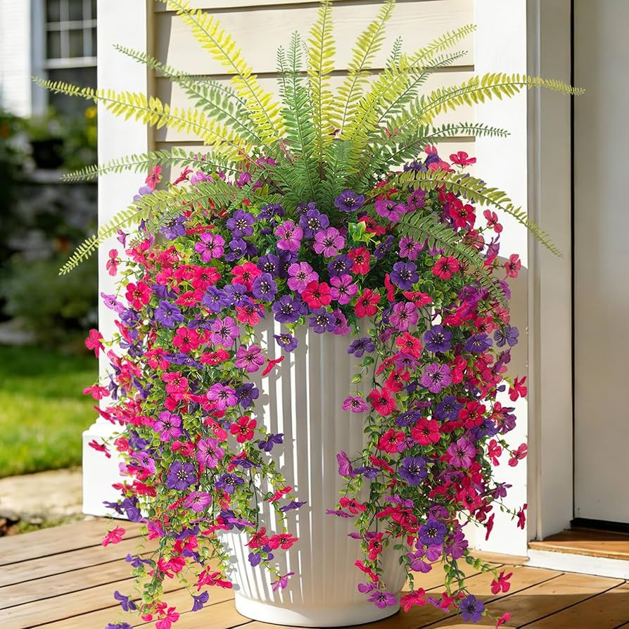 Artificial Fake Hanging Flowers Plants for Outdoor Spring Decoration,3 PCS Faux Silk Daisy with B... | Amazon (US)