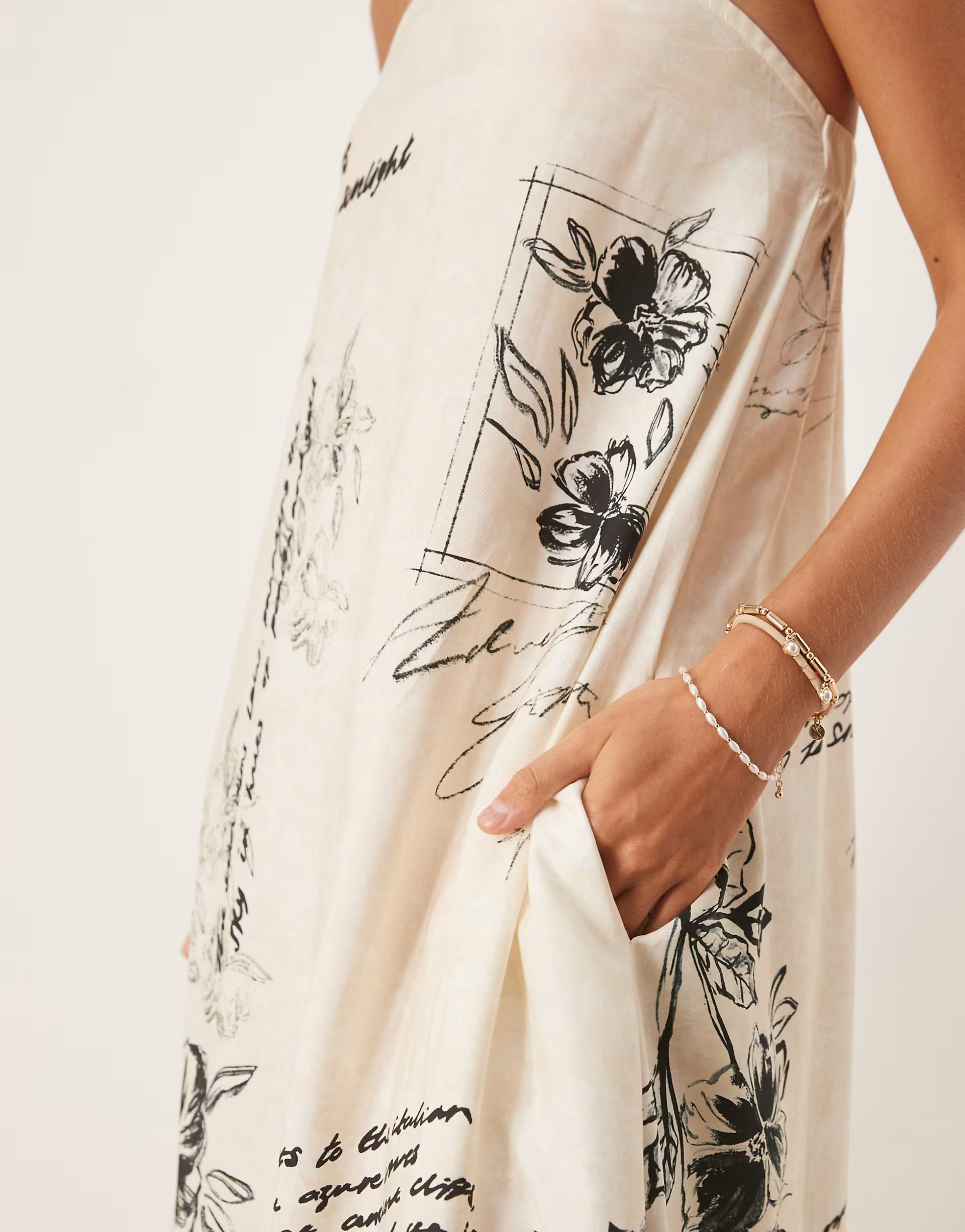 ASOS DESIGN cupro bandeau maxi dress in conversational mono print | ASOS (Global)