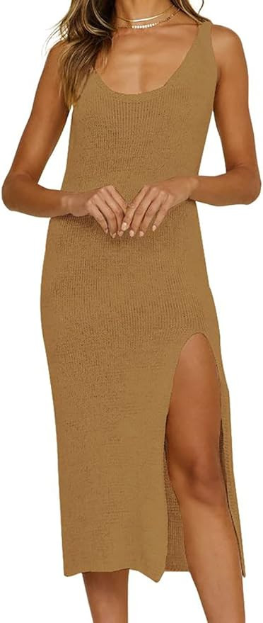 Bsubseach Crochet Cover Up for Swimwear Women Backless Swimsuit Coverup Beach Knit Dress Side Sli... | Amazon (US)