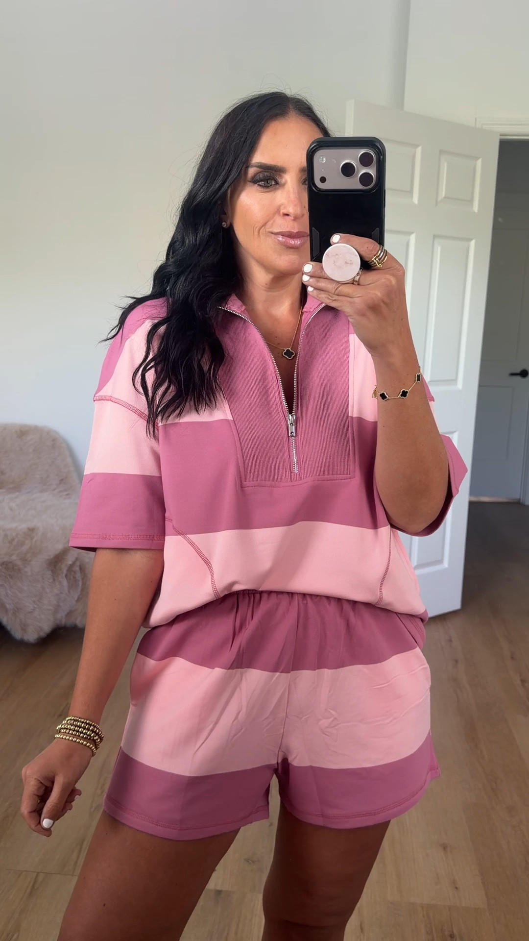 Free People inspired striped two piece set wearing size small