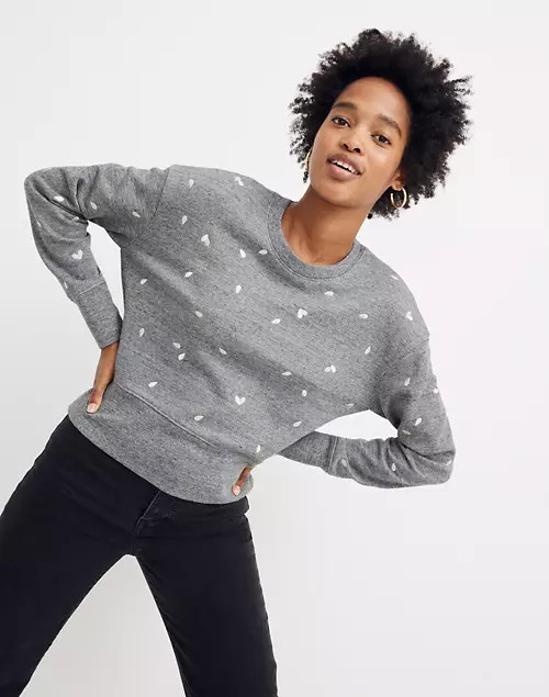 Petal Hearts Embroidered Crop Sweatshirt | Madewell