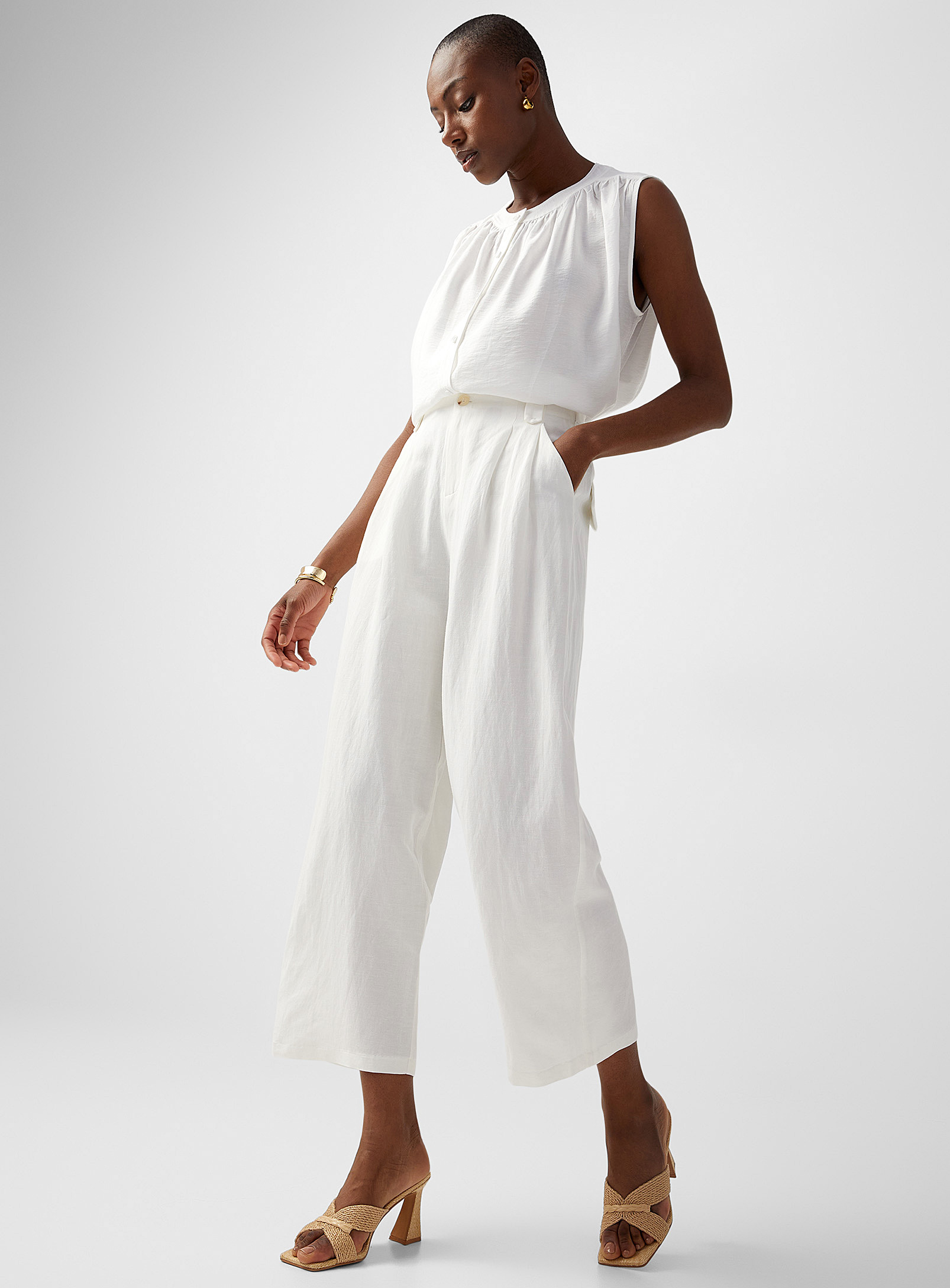 TheKorner - Wide-leg creamy white linen pant (Women, White, 2) | Simons