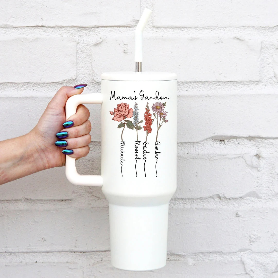 Birth Month Flower with Kid's Names 40oz Mom Tumbler, Mother's Day 2025, Gift for Mother, Mother'... | Etsy (US)