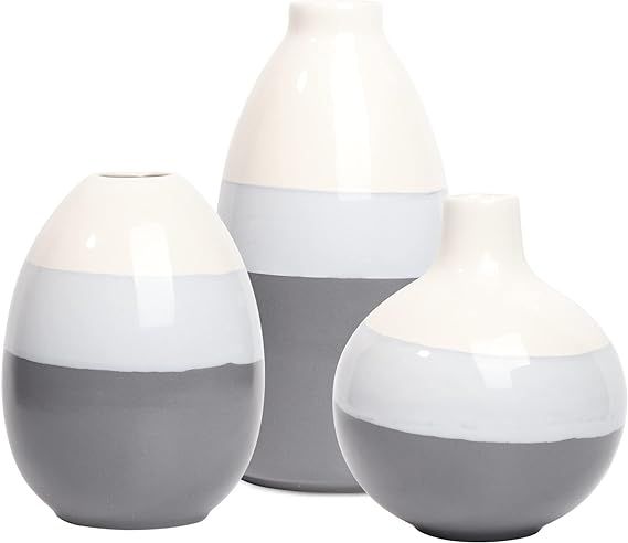 Ceramic vase 3 Piece Set, Home Decor Decorative Flower Vases Set for Modern Farmhouse Decoration,... | Amazon (US)