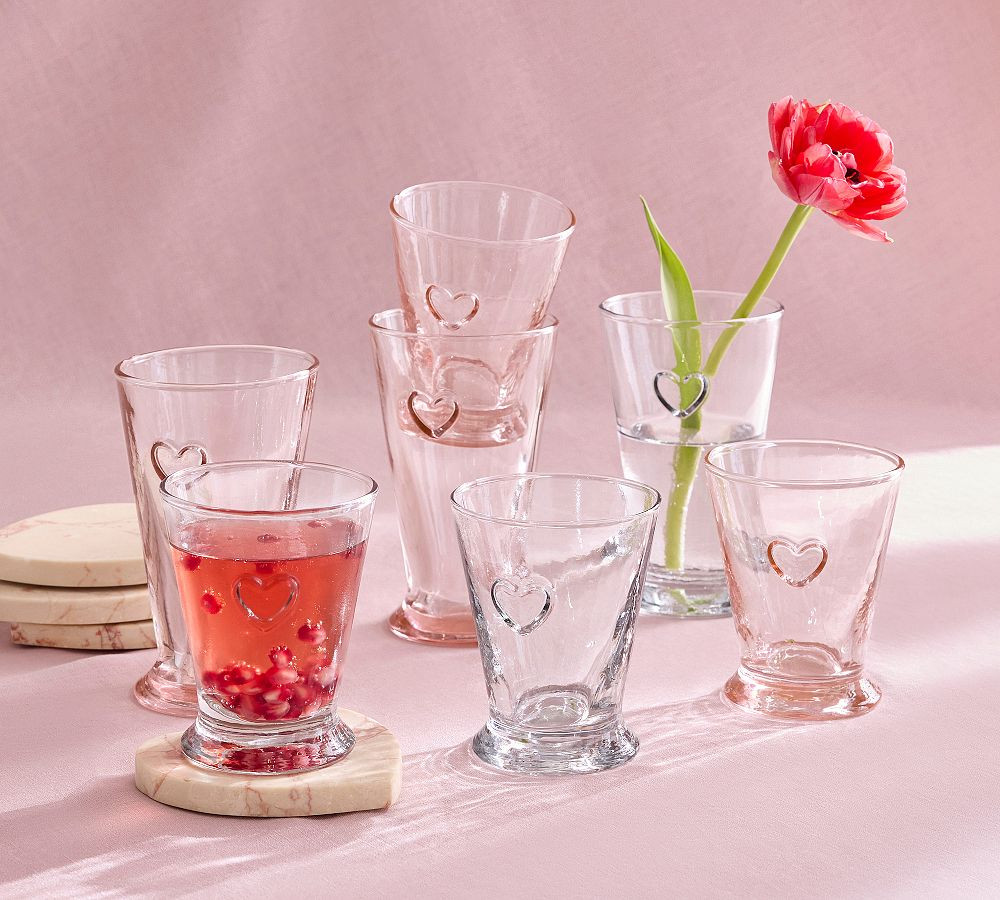 Heart Embossed Drinking Glasses | Pottery Barn (US)