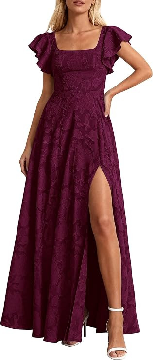 KIRUNDO Cocktail Dresses for Women Elegant Wedding Guest Summer Formal Maxi Lace Floral Slit Prom... | Amazon (US)