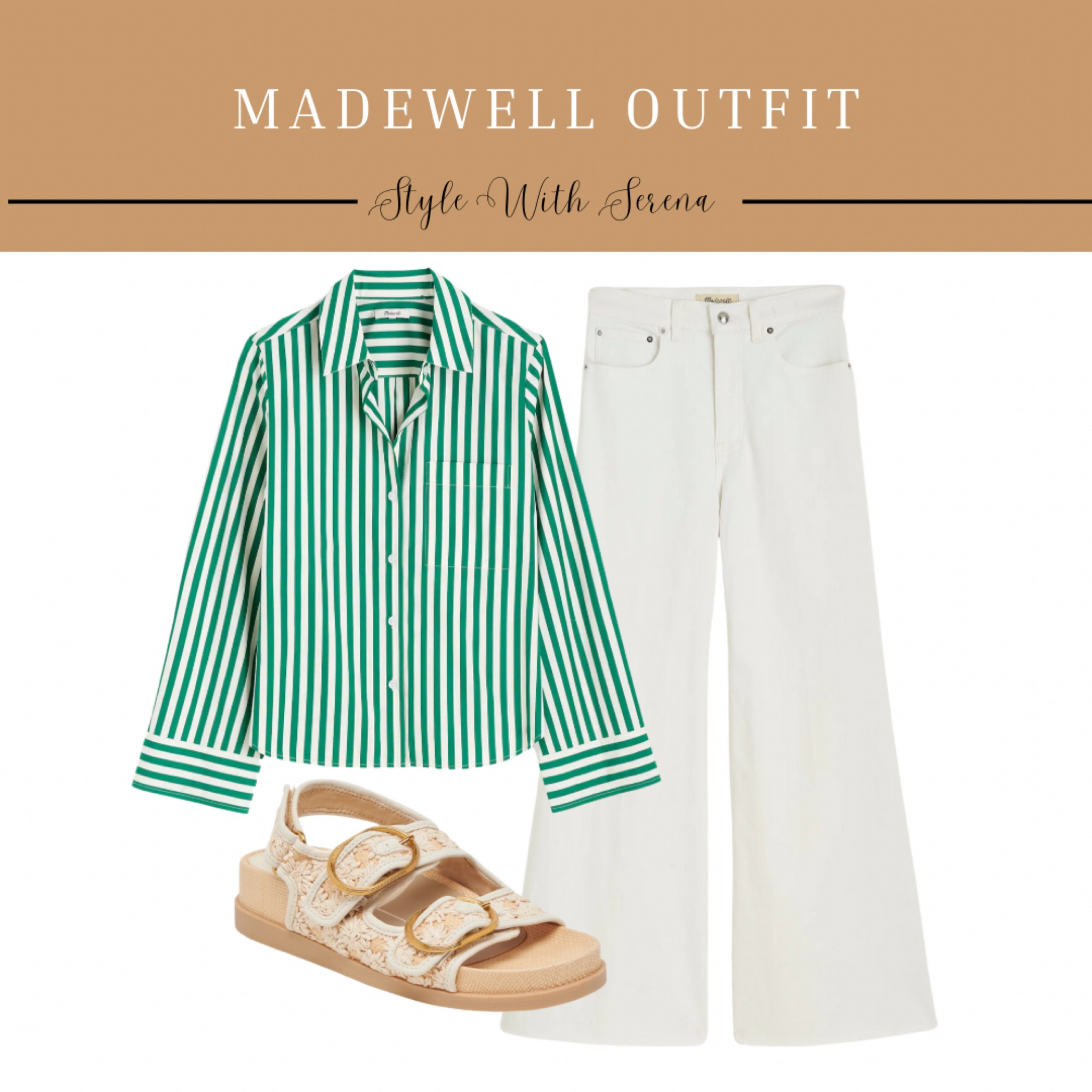 Madewell outfit, striped blouse, button up, white jeans, white denim, spring outfit, sandals 

#LTKFindsUnder100 #LTKShoeCrush #LTKStyleTip