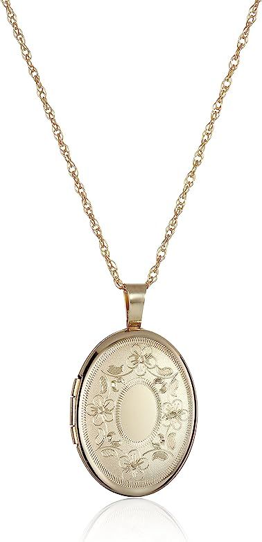 Amazon Collection Oval Hand Engraved Locket Necklace, 18" | Amazon (US)