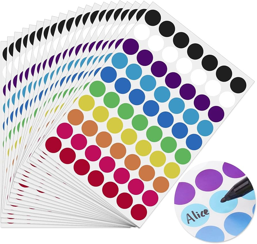 2100Pcs 10 Color Dot Stickers Round Coding Circle Labels Removable Waterproof Rainbow Code Small ... | Amazon (CA)