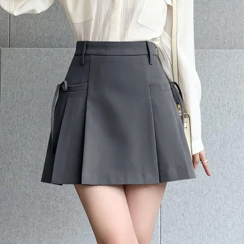 Secolo - High Rise Plain Pleated Tie-Up Mini A-Line Skirt | YesStyle | YesStyle Global
