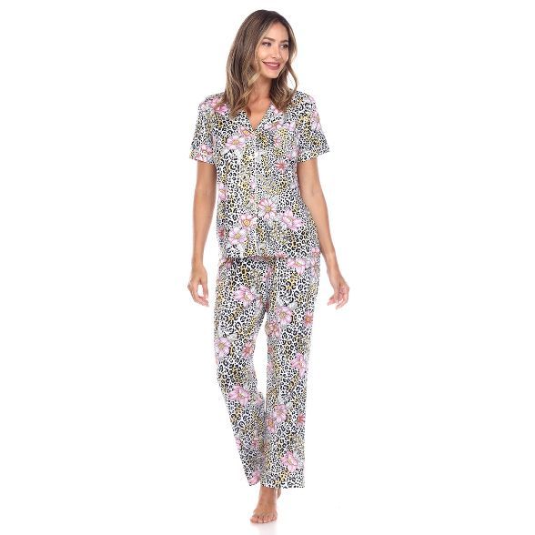 Women's Short Sleeve Top and Pants Pajama Set - White Mark | Target
