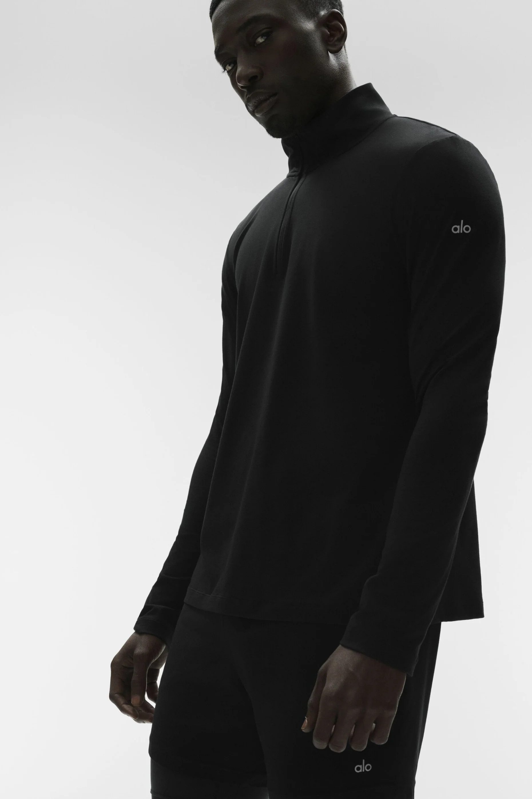ALO | Conquer 1/4 Zip Reform Long Sleeve Sweatshirt in Black, Size: Small | Alo Yoga