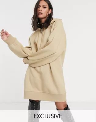 COLLUSION hoodie dress in beige | ASOS UK