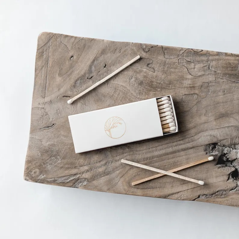 Long Candle Matches | 3.25" White Tip Minimalist Wood Match Box | Etsy (Global)