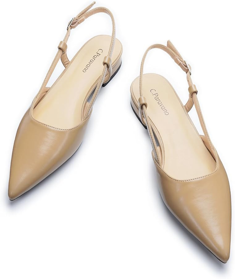 C.Paravano Slingback Flats | Pointed Toe Flats | Slingback Sandals | Women's Slingback Dress Shoe... | Amazon (US)