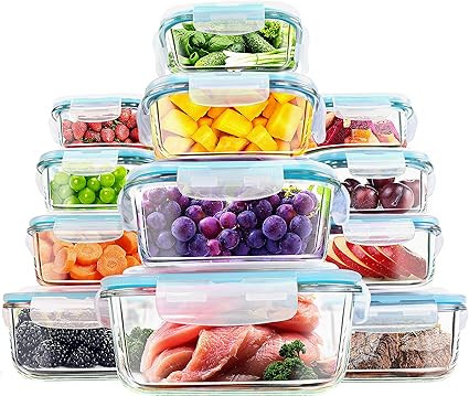 Utopia Kitchen- 24 Piece Glass Food Storage Container (12 containers,12 transparent lids)- Stacka... | Amazon (US)