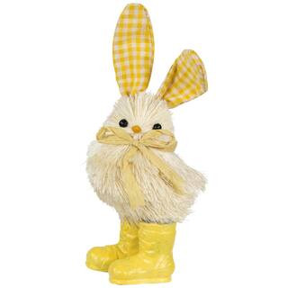 7" Yellow Easter Chick Accent with Plaid Rabbit Ears & Rainboots | Michaels Stores