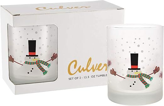 Culver Holiday Decorated Frosted Double Old Fashioned Tumbler Glasses, 13.5-Ounce, Gift Boxed Set... | Amazon (US)