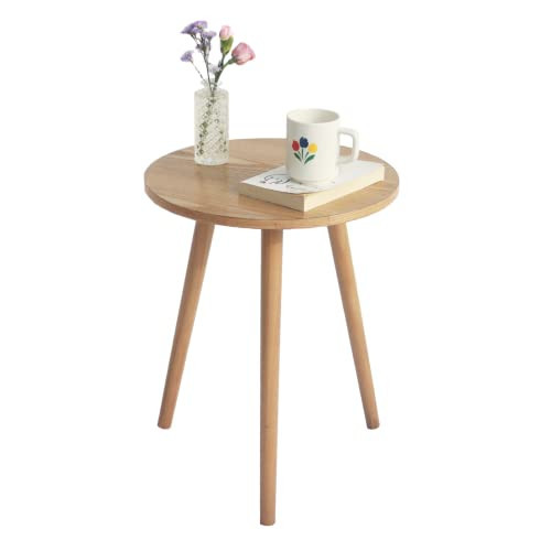 AWASEN Side Table Round, Small Accent Table Nightstand Modern End Table for Living Room Bedroom Office Small Spaces, 16''D x 19.5''H(Natural Walnut) | Amazon (US)