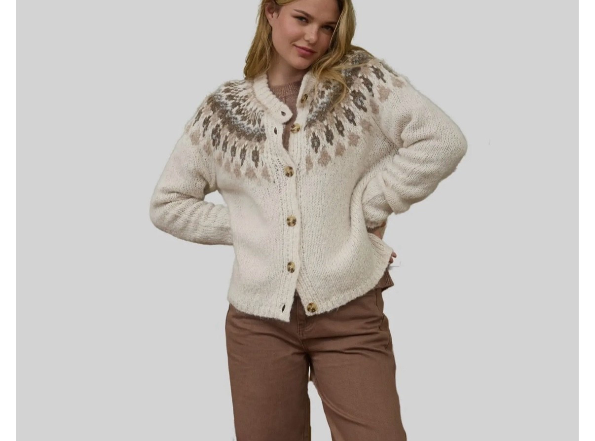 Cutest fair isle sweater cardigan for this winter! Love the brown details 


Apres ski outfit ideas
Winter outfit 
Date night outfit 