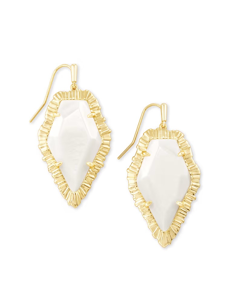 Tessa Gold Drop Earrings in White Mussel | Kendra Scott