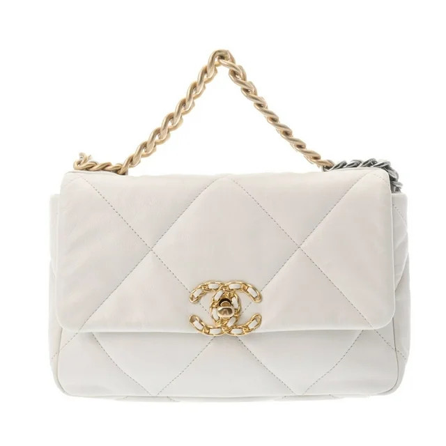 Pre-Owned CHANEL Matelasse 19 Chain Shoulder 25 White Gold/AS1160 Women's Lambskin Bag (Good) - W... | Walmart (US)