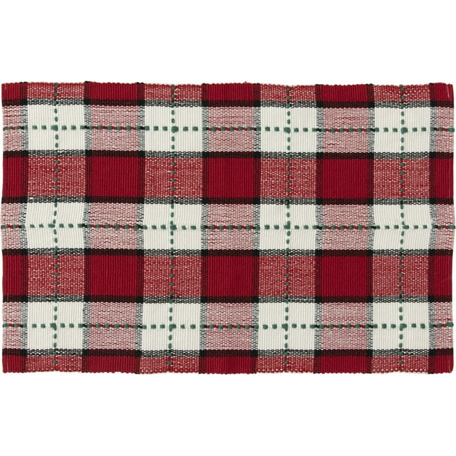 Mainstays Holiday Time Red Green Plaid Outdoor Layering Rug, 24" x 36" - Walmart.com | Walmart (US)
