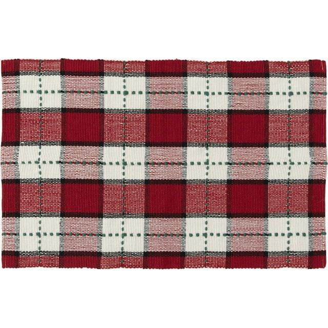 Mainstays Holiday Time Red Green Plaid Outdoor Layering Rug, 24" x 36" - Walmart.com | Walmart (US)