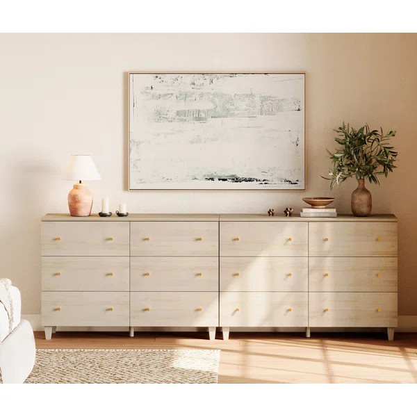 Lysiane Bedroom Dresser With 12 Drawers, Wood Wide Dresser Chests | Wayfair North America