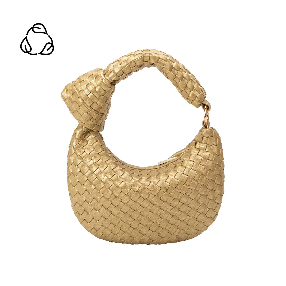 Gold Brigitte Recycled Vegan Leather Woven Handbag Charm | Melie Bianco | Melie Bianco