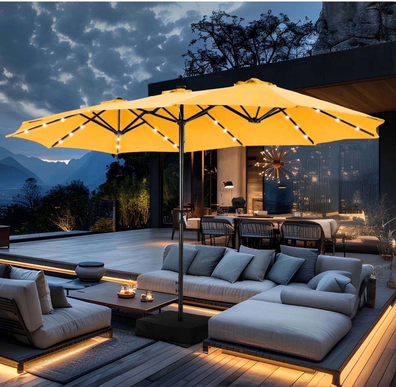 Yuliana rectangular lighted market umbrella with base

#LTKSeasonal #LTKHome #LTKSaleAlert