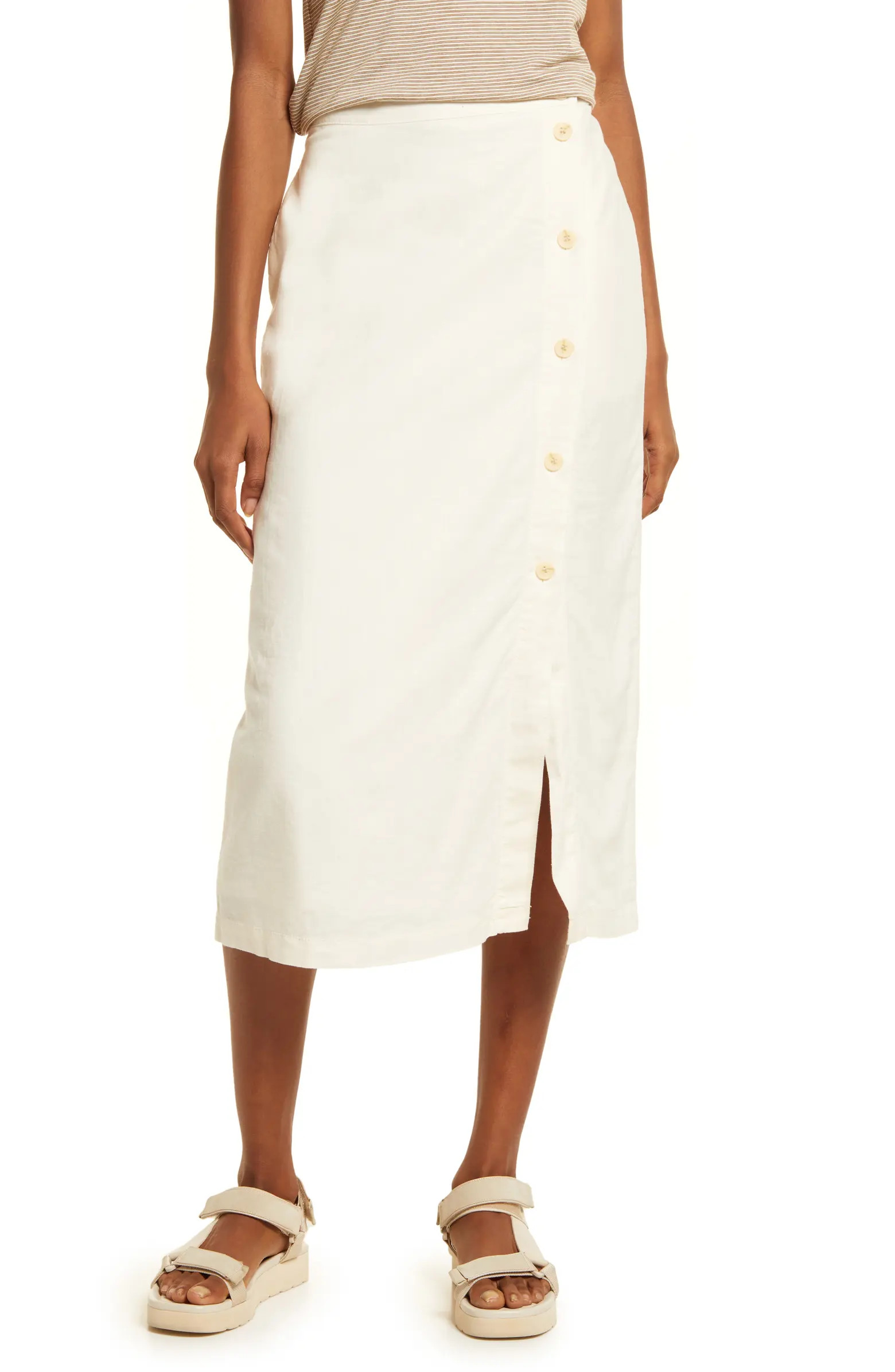 Linen Blend Midi Skirt | Nordstrom