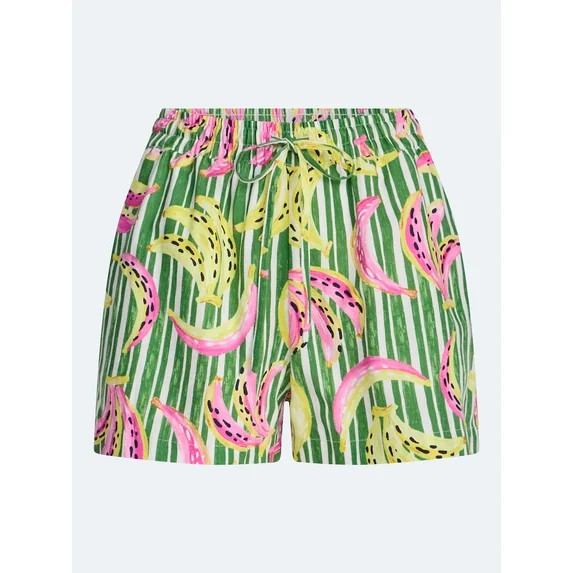 Free Assembly Women's and Women's Plus Linen Blend Print Shorts, 7" Inseam, Sizes XS-4X | Walmart (US)