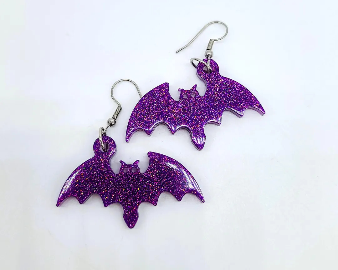 Spooky Halloween Bat Earrings - Eco-friendly Resin - Etsy | Etsy (US)