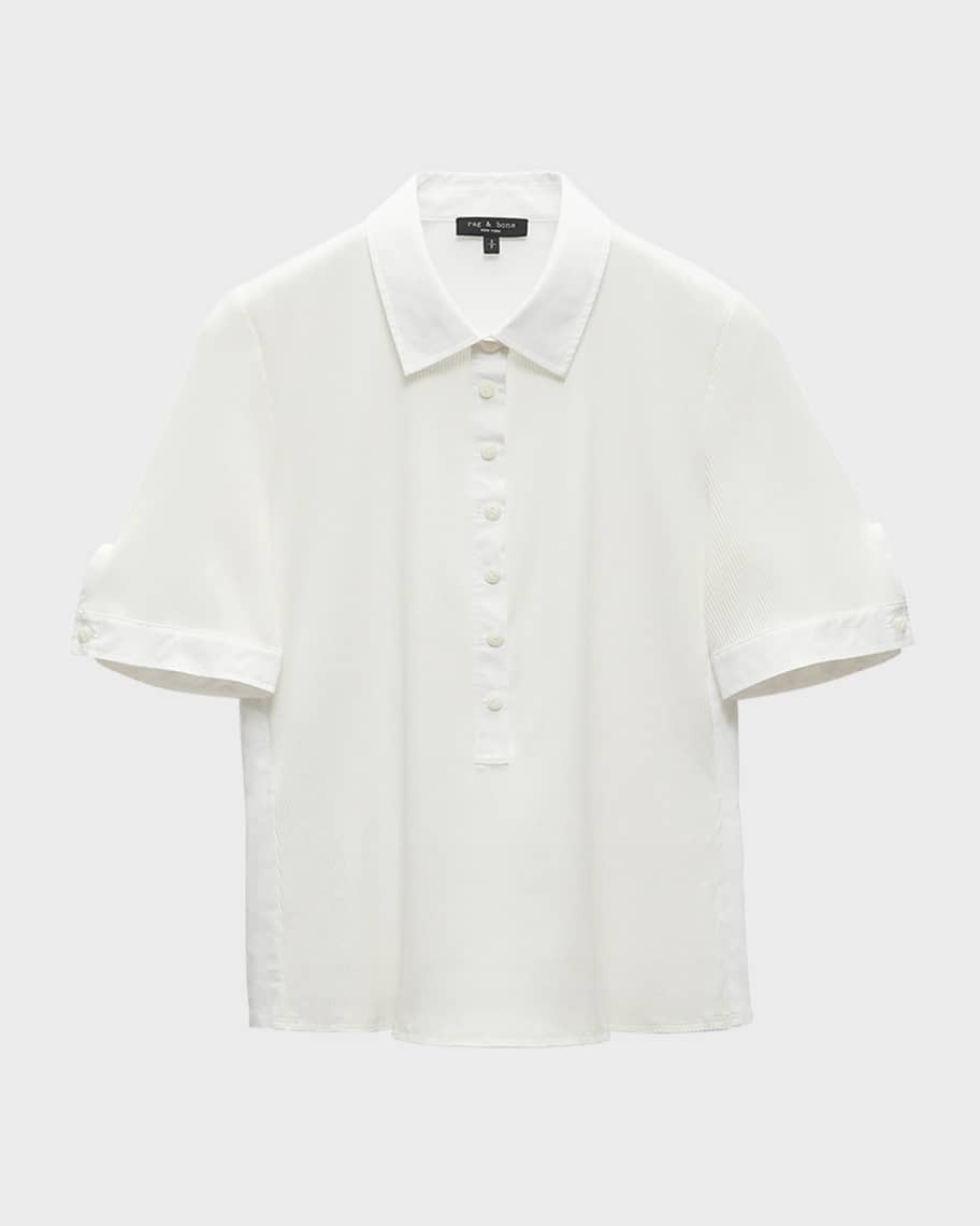 Rag & Bone Short-Sleeve Mixed Media Polo Shirt | Neiman Marcus