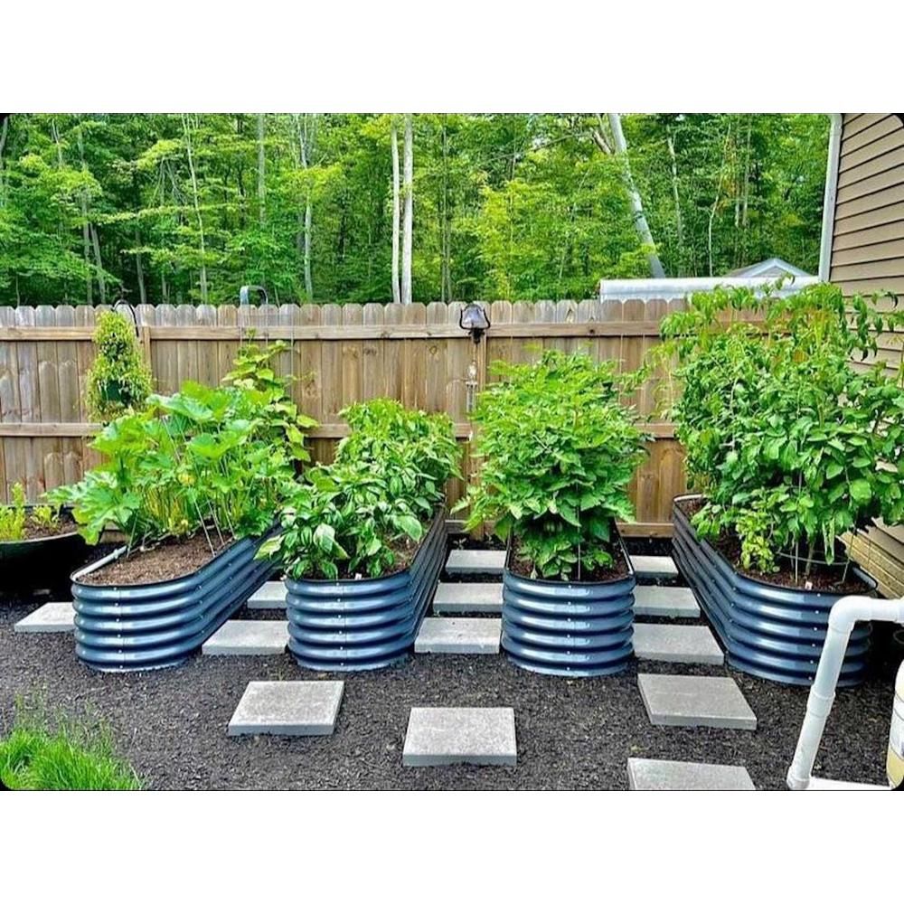 vego garden 17 in. 6-In-1 Modular Modern Gray Metal Raised Garden Bed Kit | The Home Depot