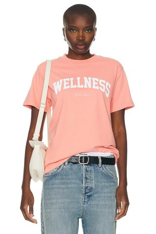 Sporty & Rich Wellness Ivy T-shirt in Salmon & White | FWRD | FWRD 