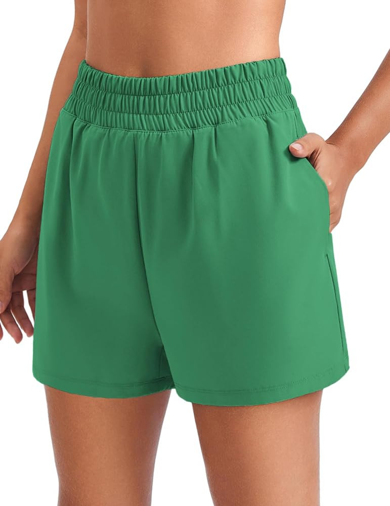 PINSPARK Women's 2 in 1 Running Shorts Quick Dry 3" Athletic Shorts High Waisted Workout Shorts w... | Amazon (US)