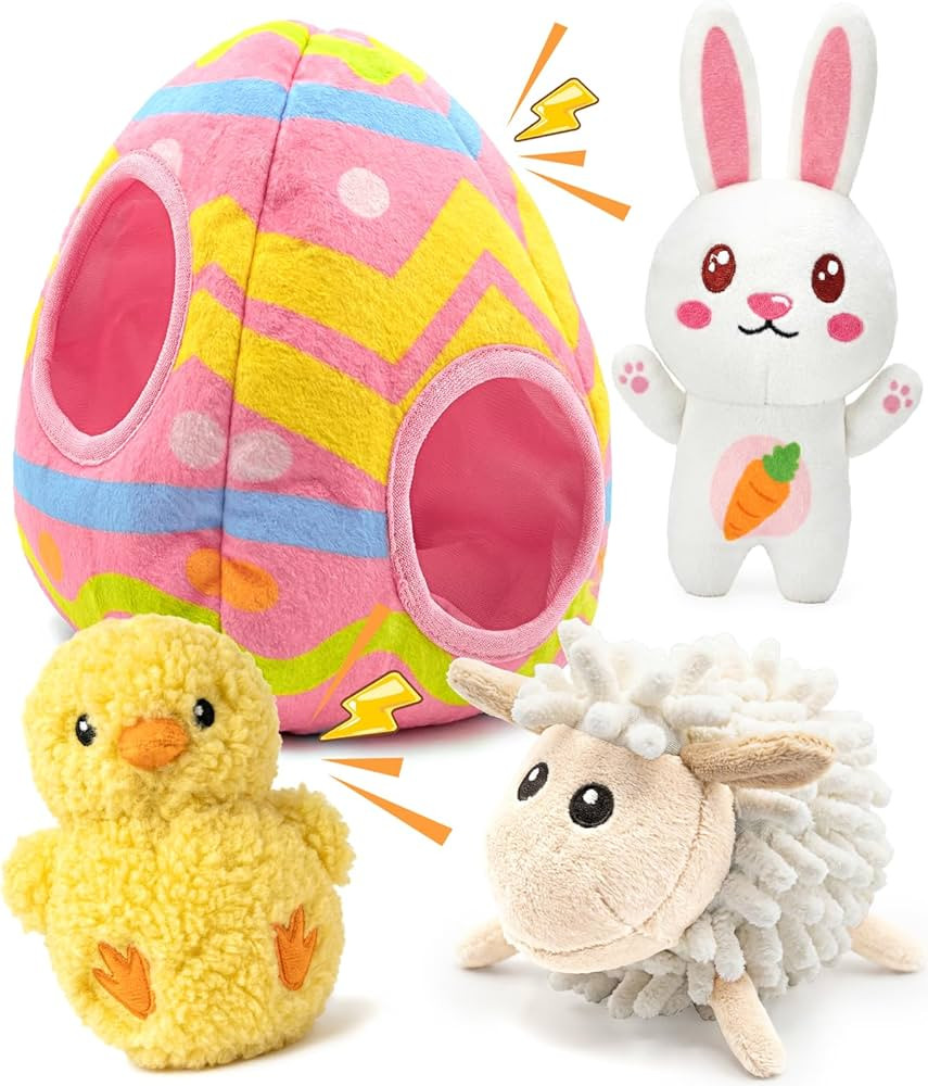 Swooflia 4 Pack Easter Puzzle Dog Toys for Small Dogs - Enrichment Plush Squeaky Bunny Chick Lamb... | Amazon (US)