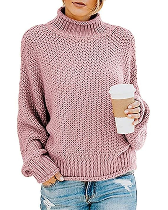 TECREW Womens Chunky Turtleneck Sweaters Batwing Sleeve Oversized Knitted Pullover Jumper | Amazon (US)