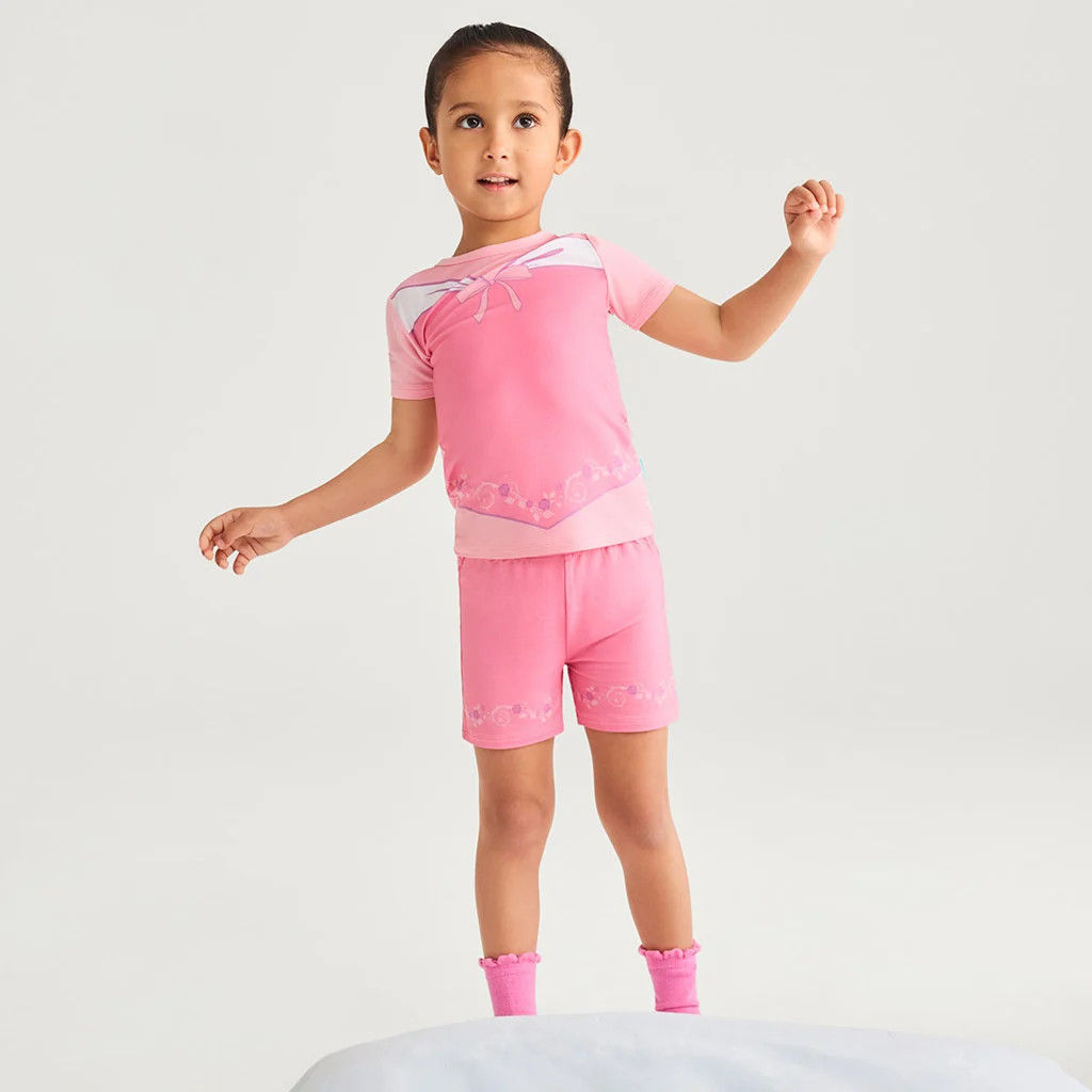 Princess Pink Short Sleeve Disney Sleeping Beauty Aurora Pajama Short Set | Posh Peanut® | Posh Peanut