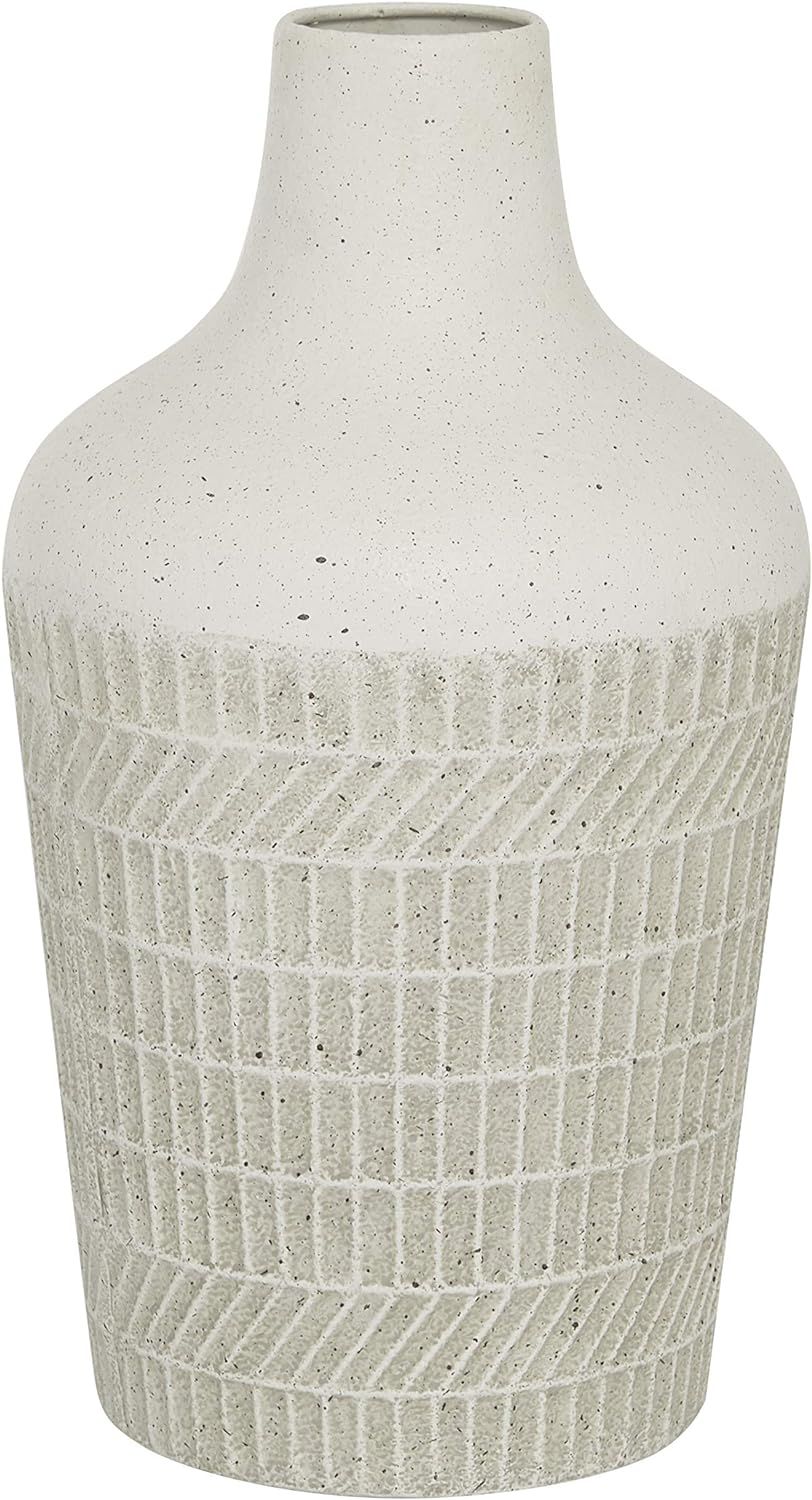 Deco 79 Metal Textured Vase, 8" x 8" x 13", White | Amazon (US)