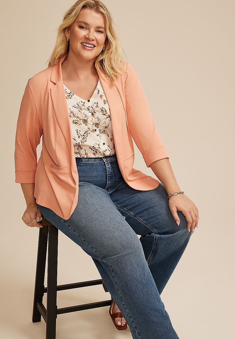 Plus Size Cropped Textured Versa Blazer | Maurices