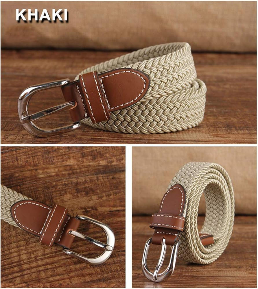 YUCFOREN 2 Pack 1'' Narrow Width Elastic Belt, Stretch Braided Skinny Fabric Woven Women or Girl ... | Amazon (US)