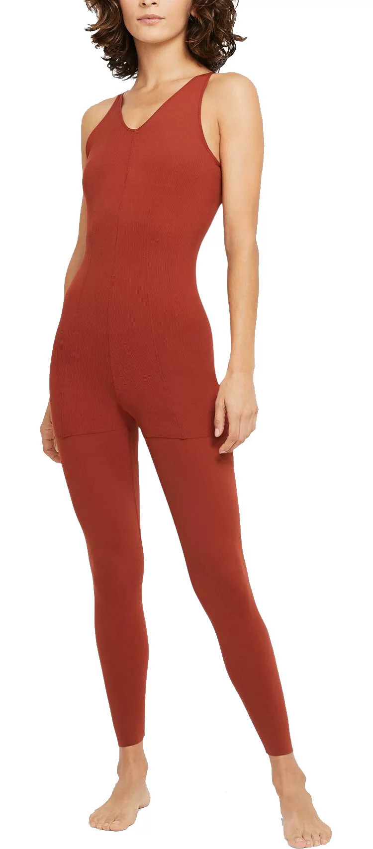 Nike Women's Yoga Luxe Layered Jumpsuit, Medium, Orange | Dick's Sporting Goods