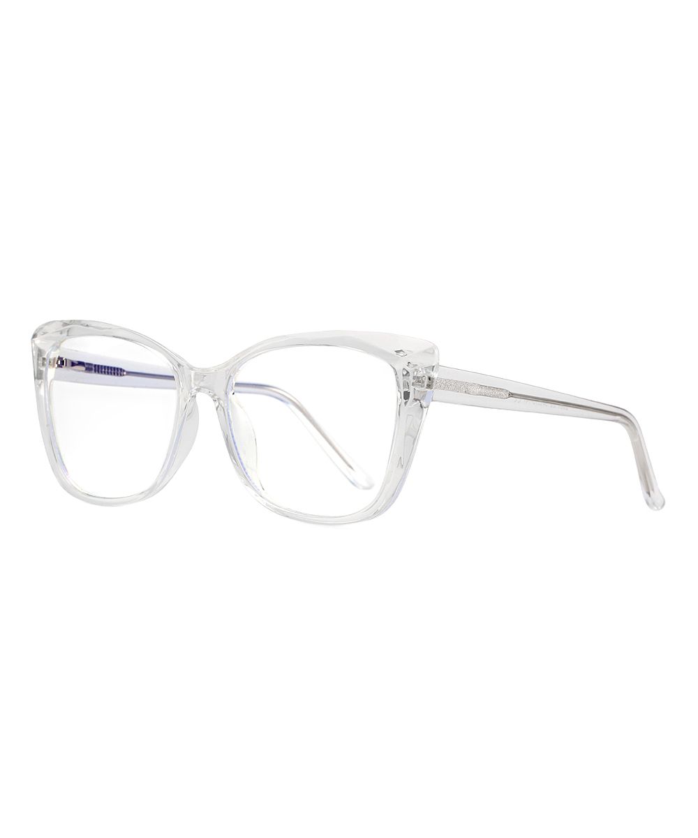 YK Glasses Women's Reading Glasses clear - Clear Diamond-Cut Cat-Eye Blue Light Glasses - Women | Zulily