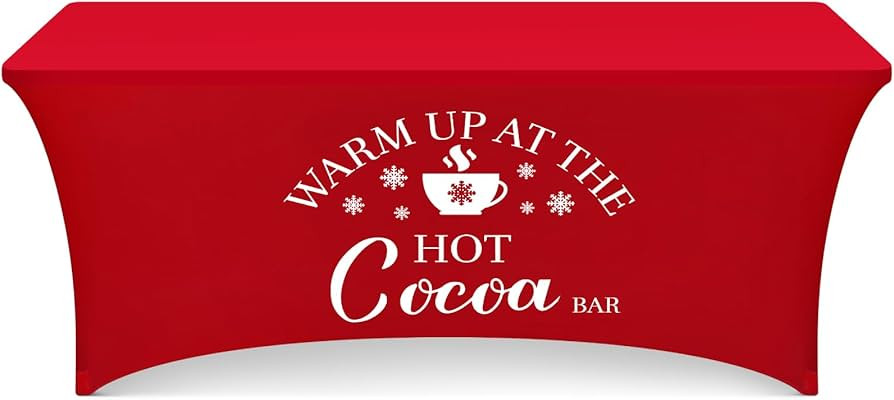 Tegeme 6 ft Christmas Hot Cocoa Tablecloth Hot Chocolate Supplies Spandex Fitted Tablecloths Fitt... | Amazon (US)