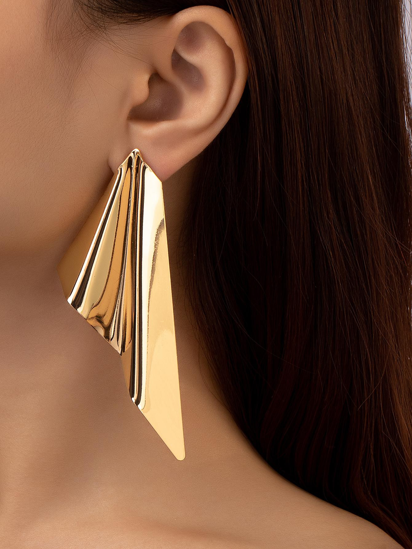 Fashion Iron Triangle Stud Earrings For Women For Daily Life | SHEIN