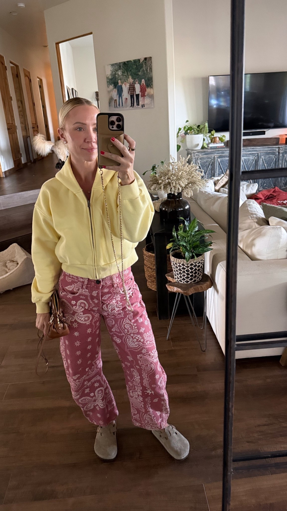 Sized down to 25 in pants 
Small in yellow hoodie 
Tts clogs

Spring audreyuhler freepeople Vuori yellow springoutfit 

#LTKOver40 #LTKootd