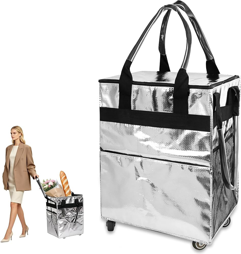 Reusable Grocery Bag on 4 Swivel Wheels, 60L Large Rolling Tote Bag | Amazon (US)